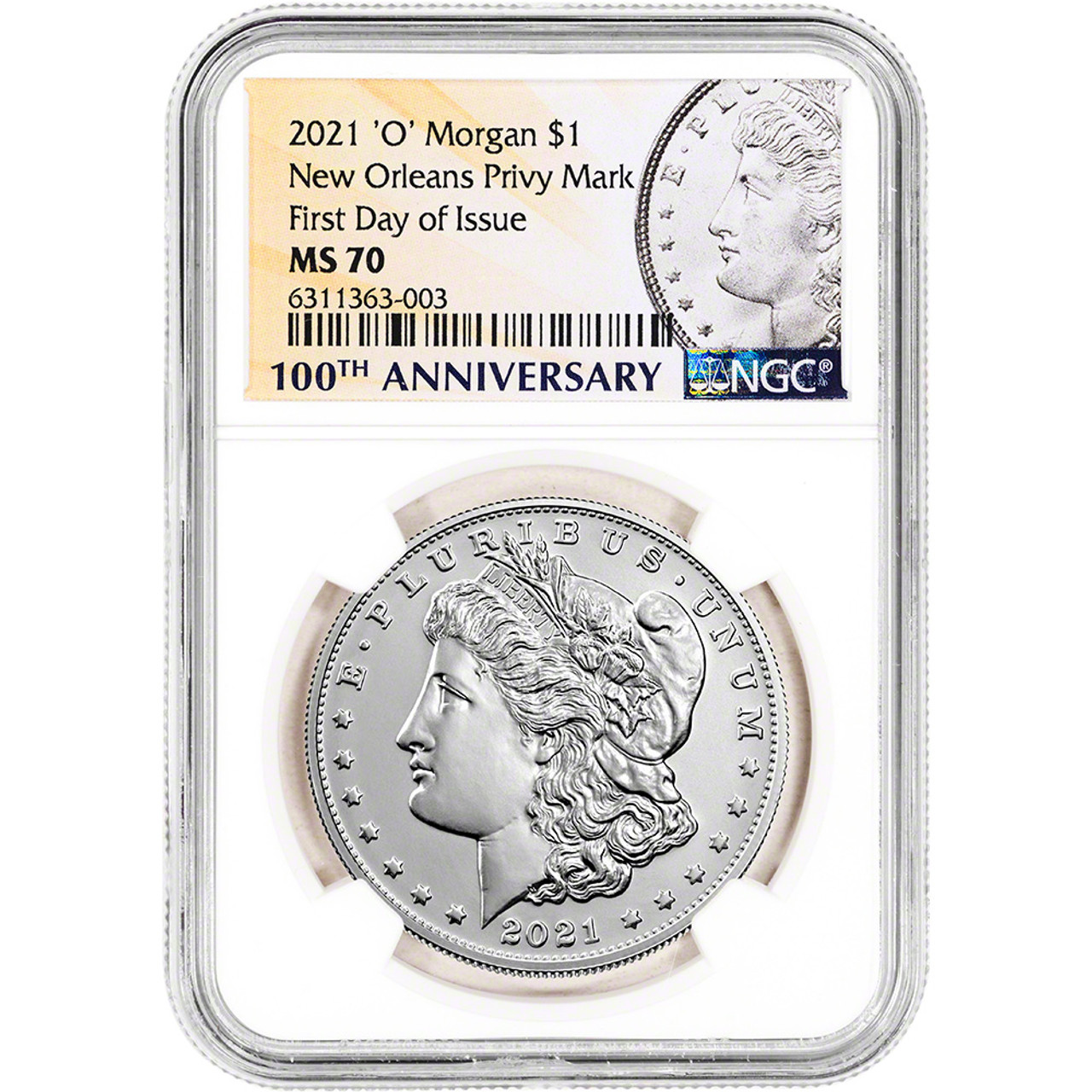 2021 (O) US Morgan Silver Dollar $1 New Orleans Privy NGC MS70