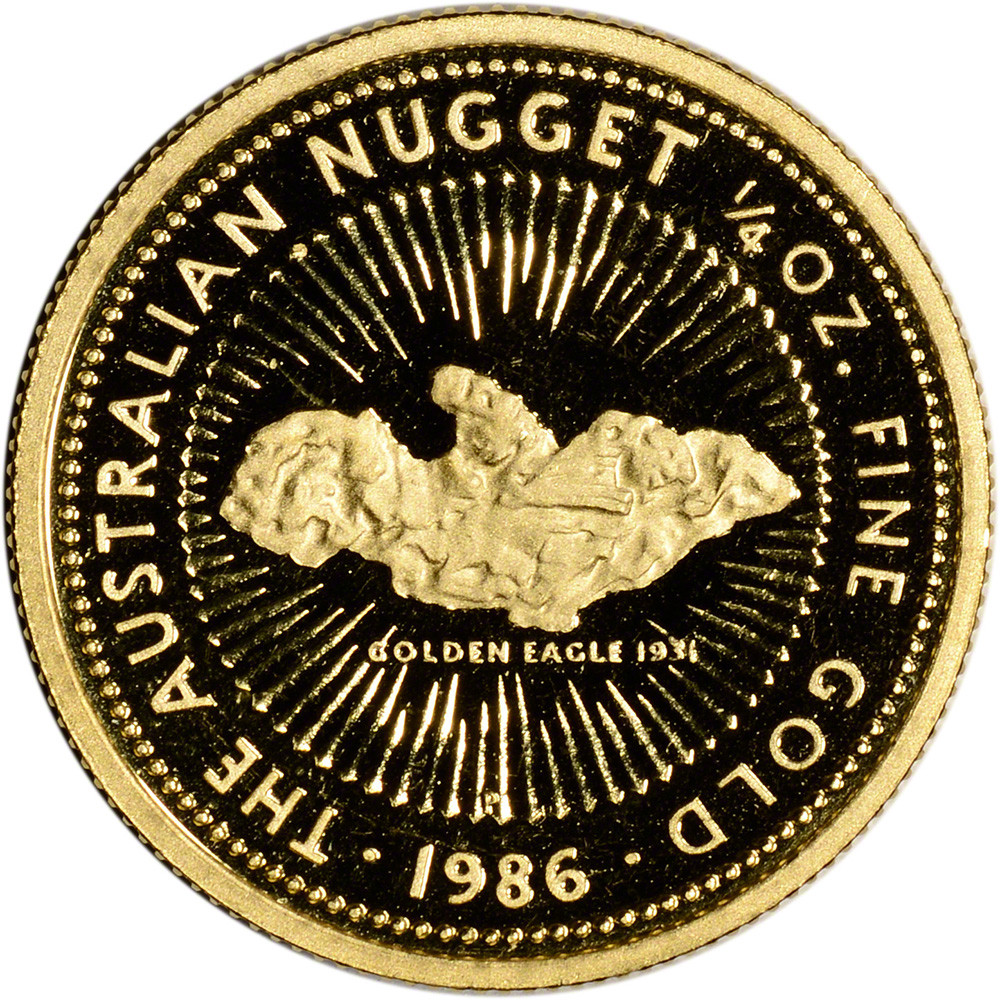 1986 P Australia Gold Nugget Proof 1/4 oz $25 - Gem Proof [86-P-AU