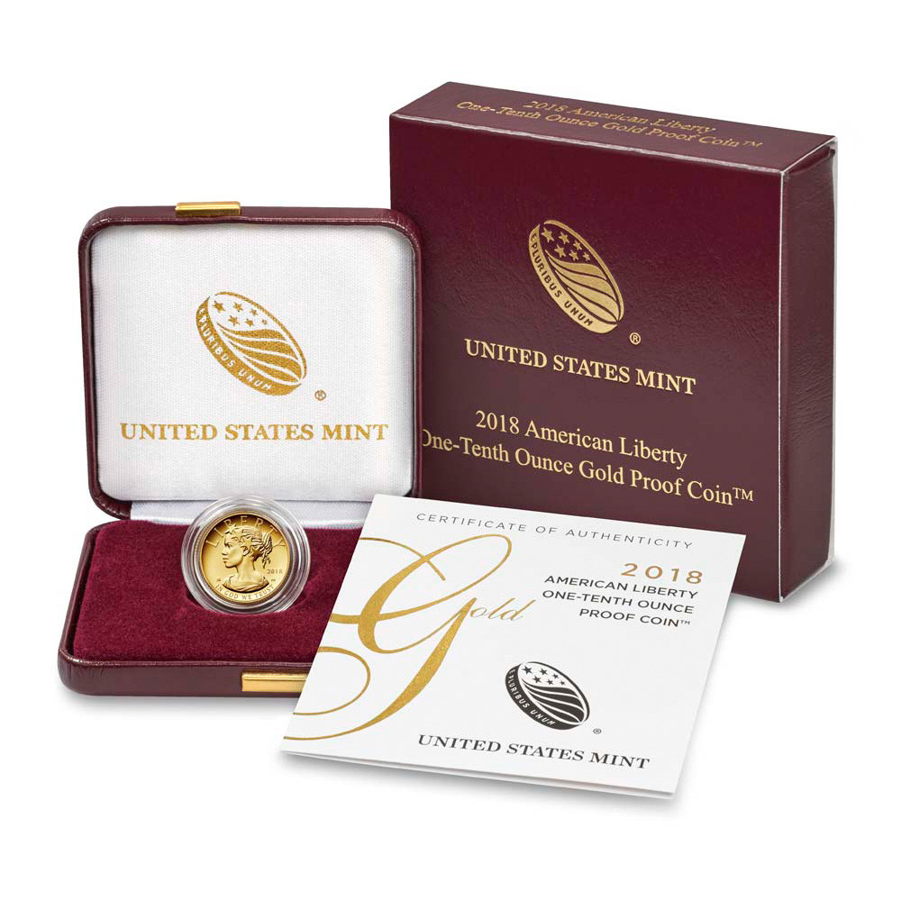 2018 American Liberty Gold High Relief 1/10 oz Proof $10 in OGP