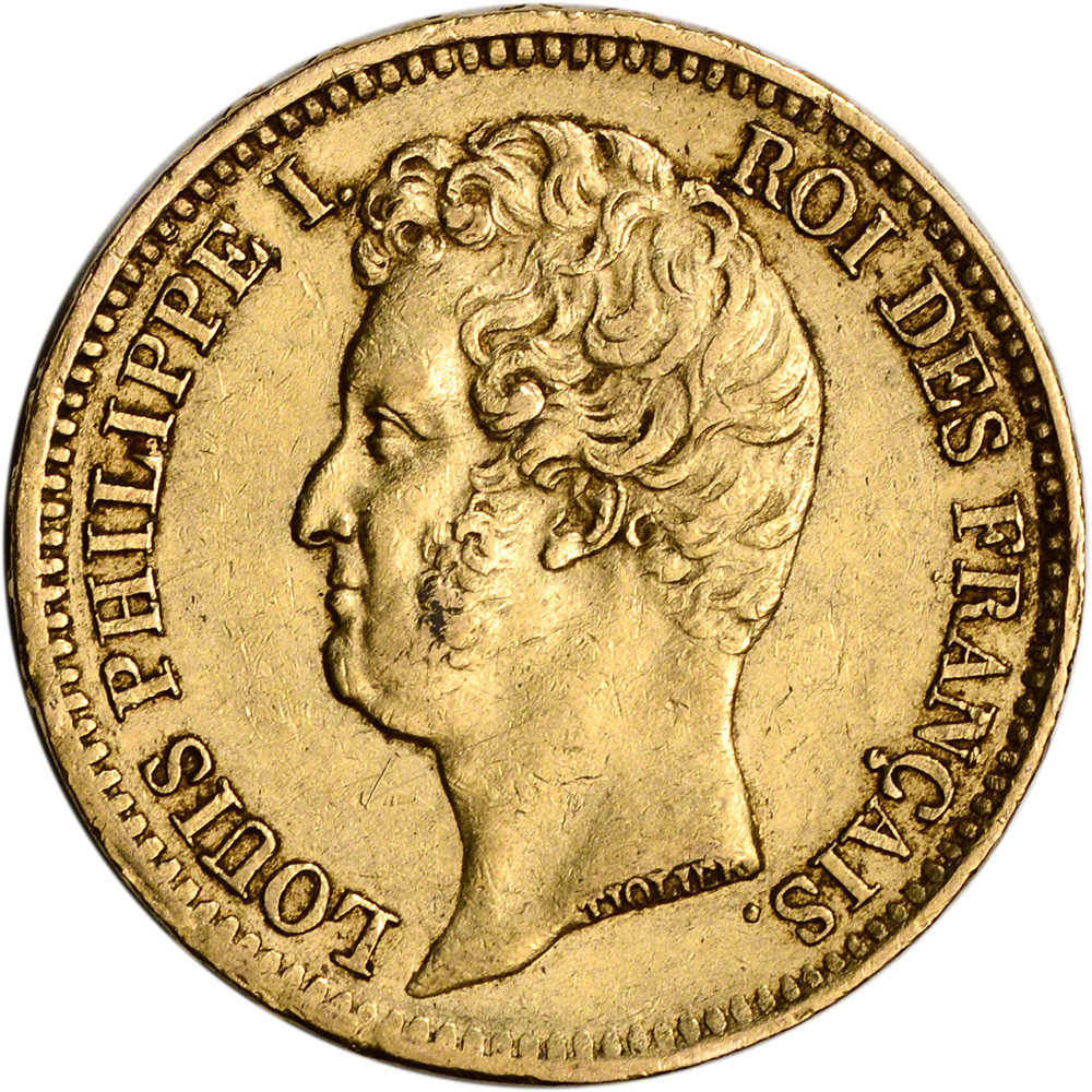 France Gold 20 Francs .1867 oz - Louis Philippe I - Avg Circ