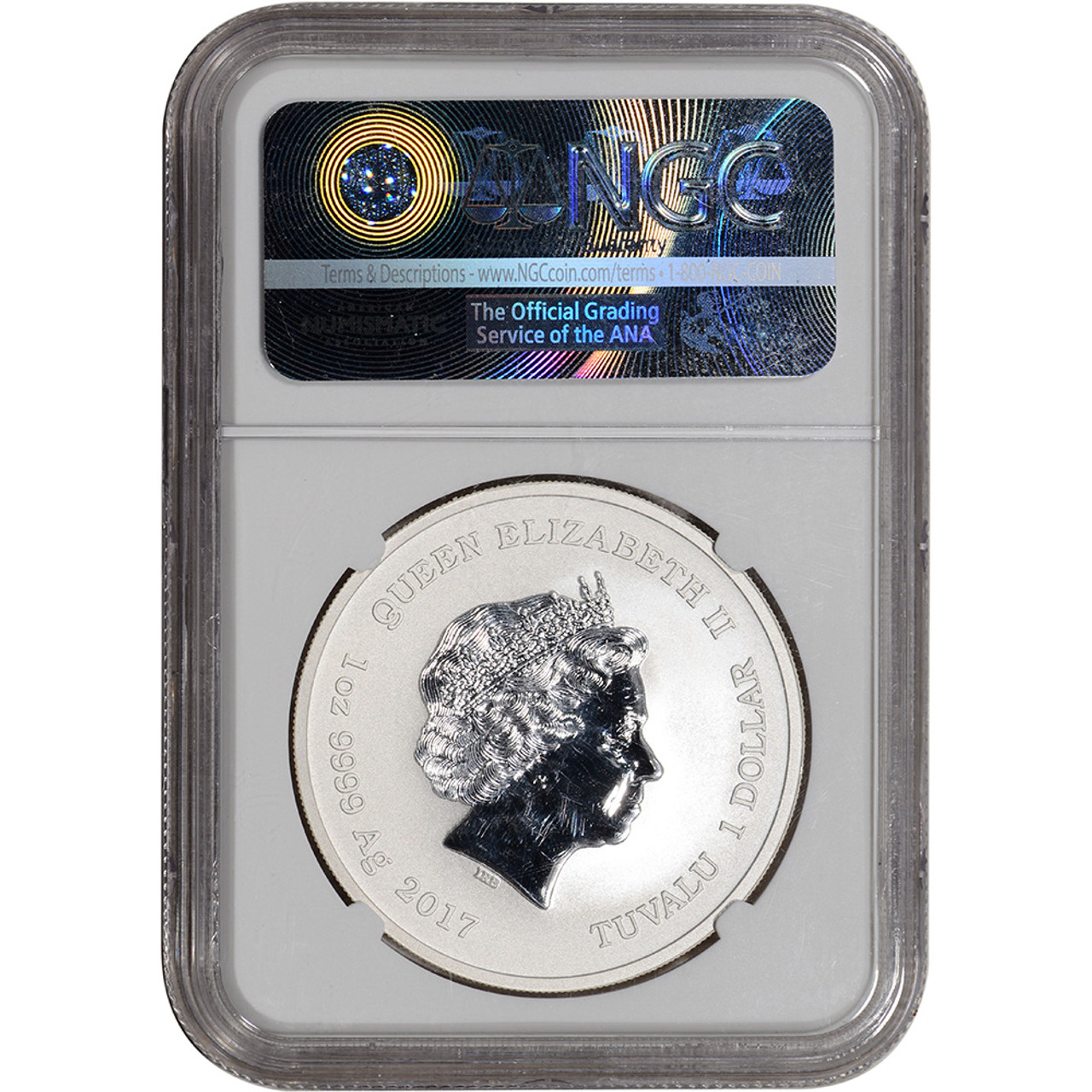 2017 Tuvalu Silver Marvel Spider-Man 1 oz $1 NGC MS70 Early