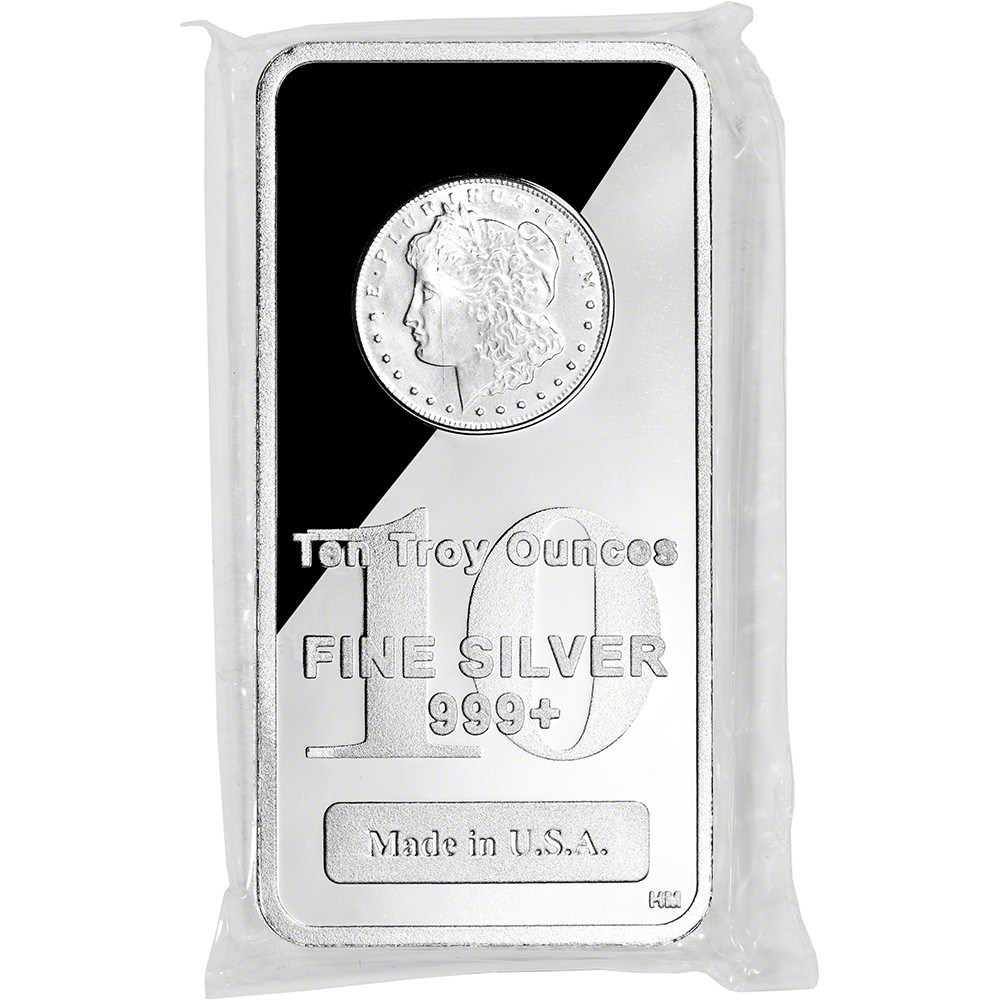 10 oz. Highland Mint Silver Bar - Morgan Dollar Design .999+ Fine