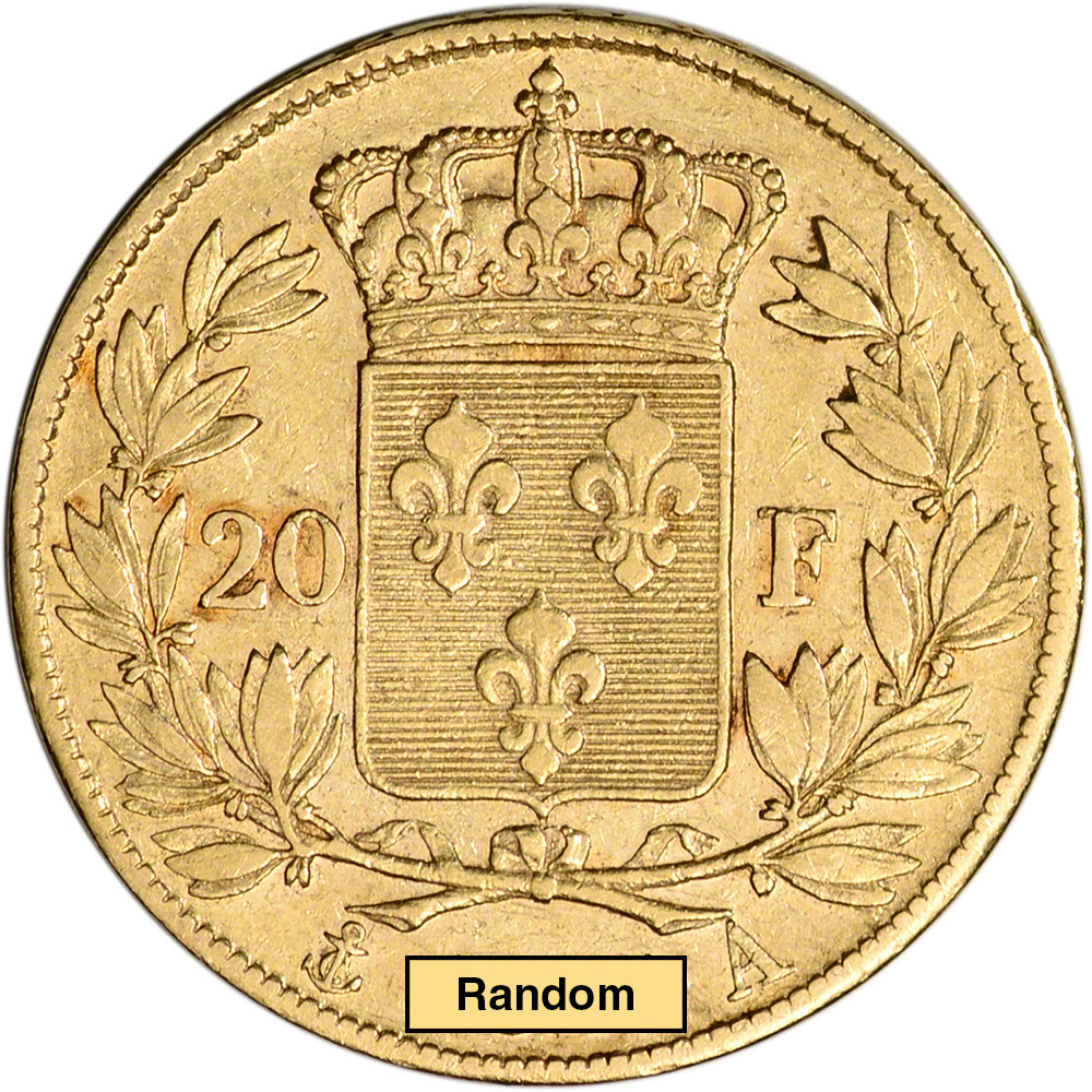 フランス歴史 記念切手 20枚セット France Gold 20 Francs .1867 oz - Charles X - Avg Circ - Random