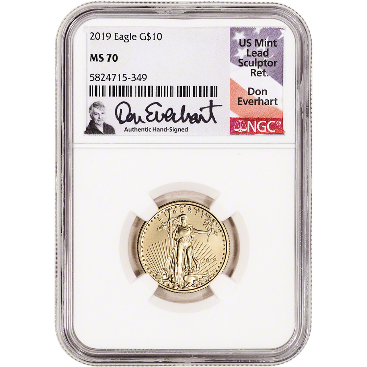 2019 American Gold Eagle 1/4 oz $10 - NGC MS70 Don Everhart Signed