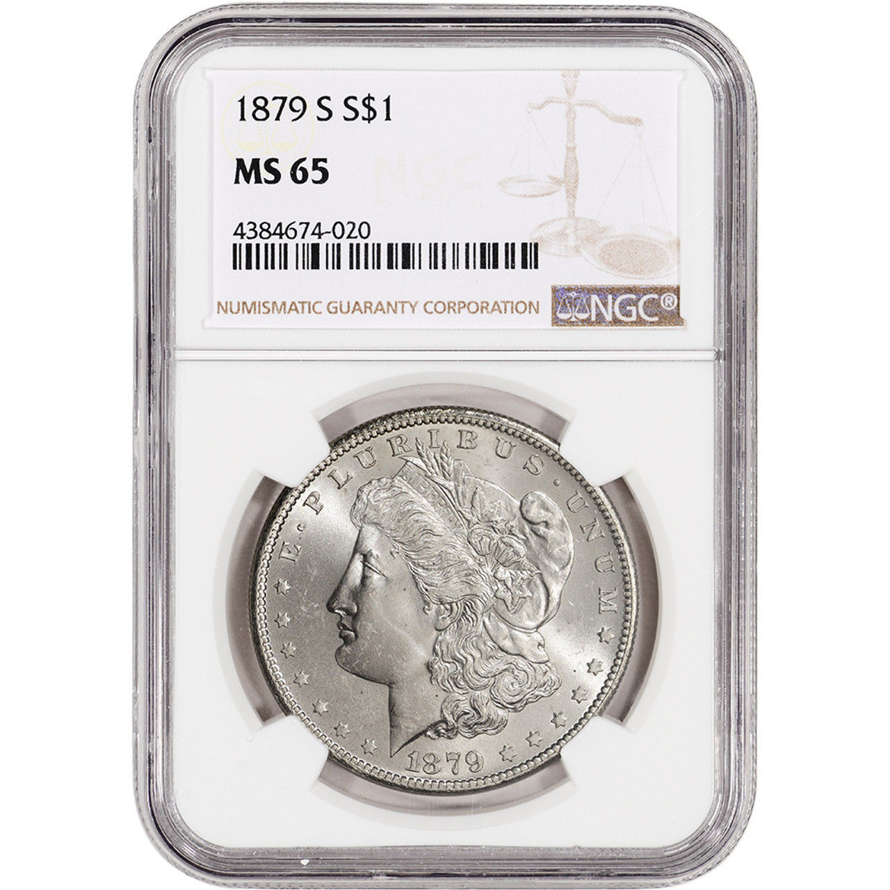 1879-S US Morgan Silver Dollar $1 - NGC MS65 [MORGAN-79-S-N-MS65