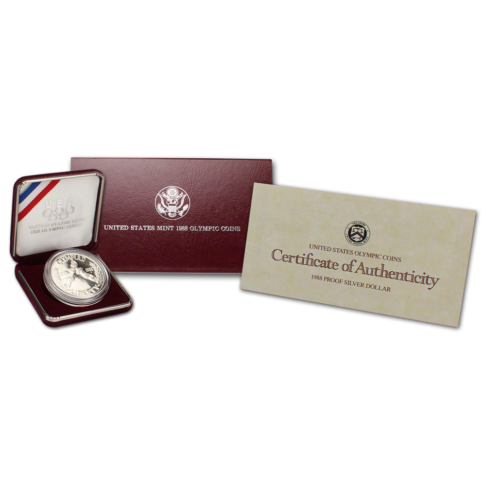 1988 S US Olympic Commemorative Proof Silver Dollar in OGP [US-MC