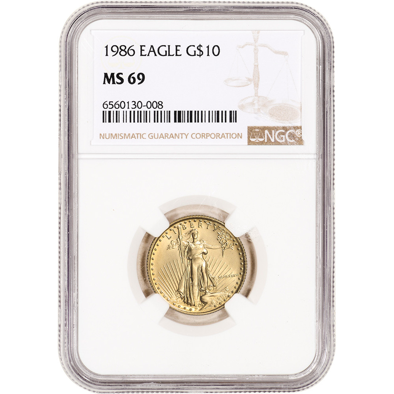 1986 American Gold Eagle 1/4 oz $10 - NGC MS69 [86-AGE-10-N-MS69