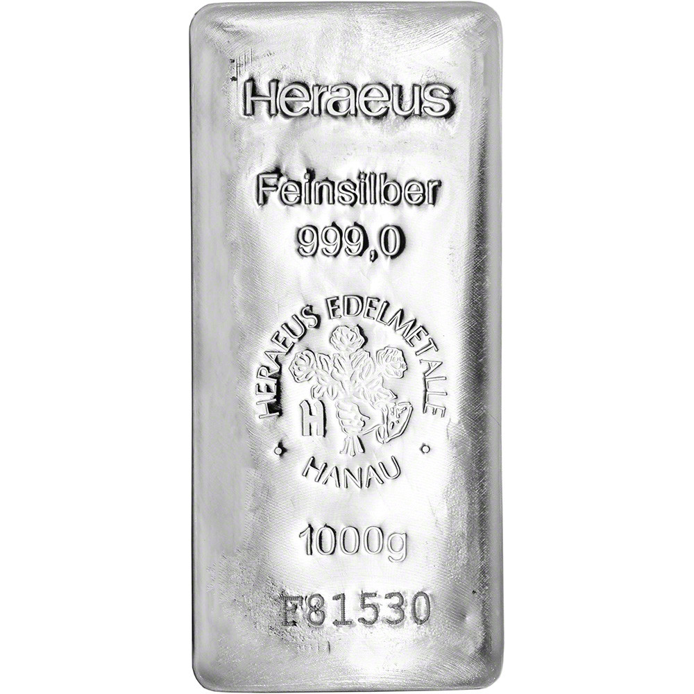 Kilo 32.15 oz Silver Bar - Heraeus - Cast Poured .999 Fine [SILVER