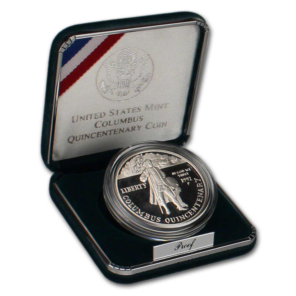 1992 P US Columbus Commemorative Proof Silver Dollar in OGP [US-MC
