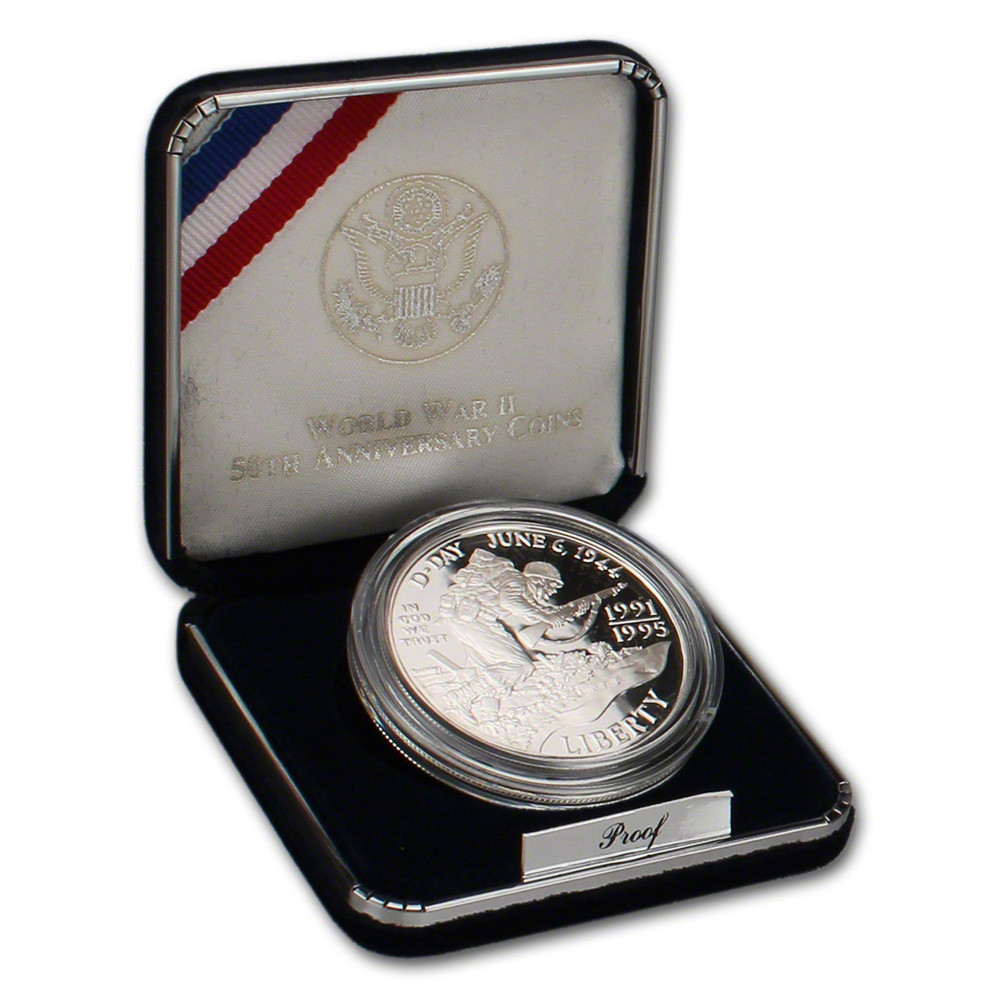 1993 W US World War II Commemorative Proof Silver Dollar in OGP