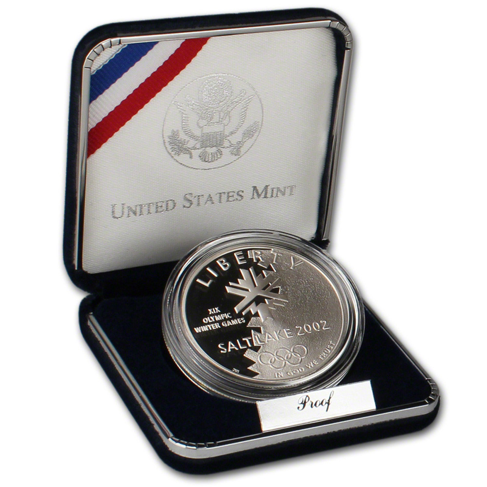 2002 P US Salt Lake City Olympic Commem Proof Silver Dollar in OGP