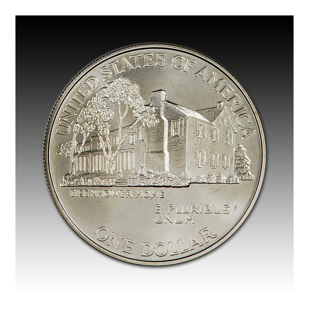 1990 W US Eisenhower Commemorative BU Silver Dollar in OGP [US-MC