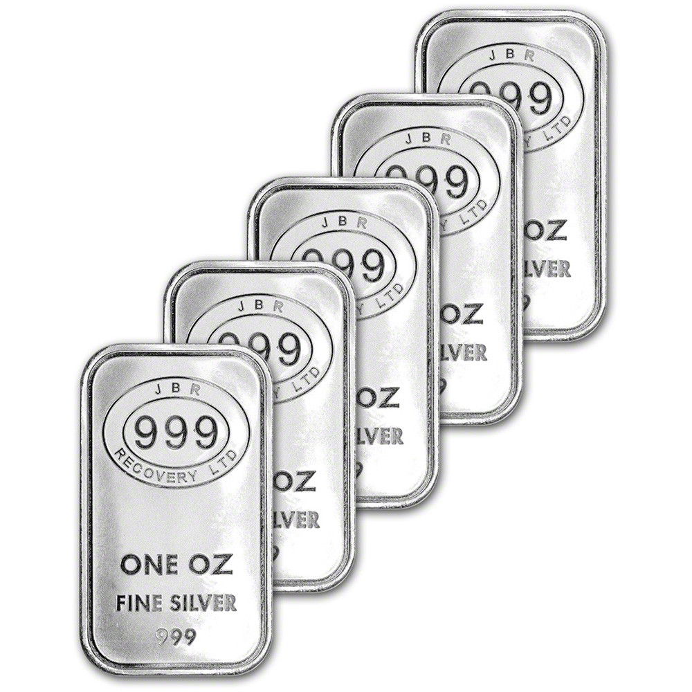 JBR 999　シルバー FIVE (5) 1 oz Silver Bar JBR Recovery Ltd - 999 Fine Icons of