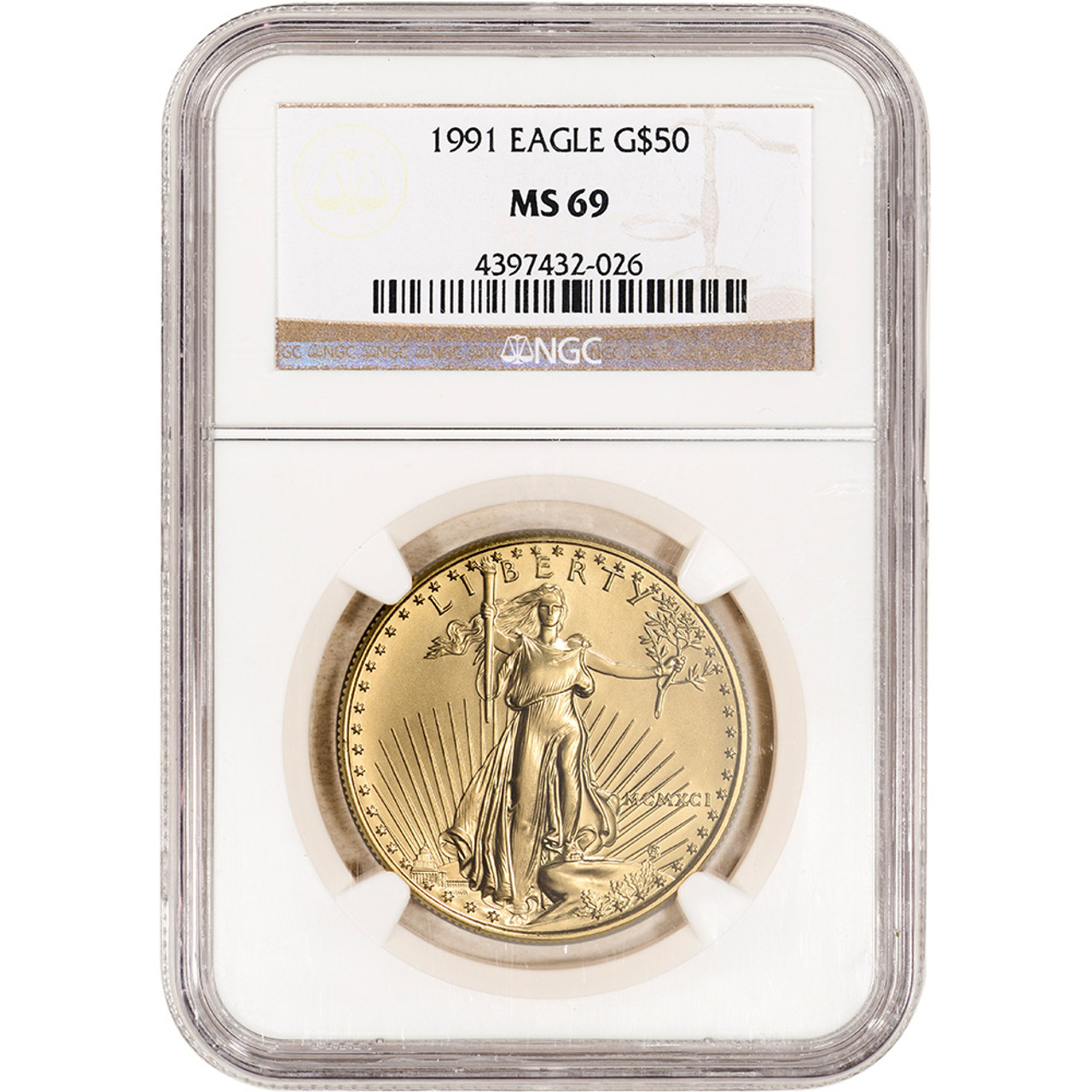 1991 American Gold Eagle 1 oz $50 - NGC MS69 [91-AGE-50-N-MS69