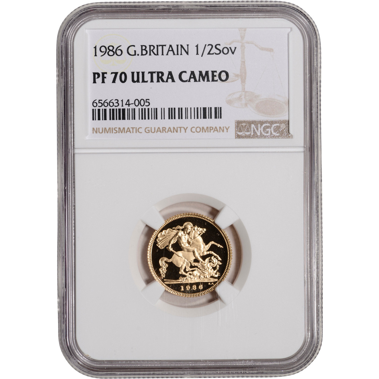コレクション 1986 G.BRITAIN 1 Sov PF 70 ULTRA CAMEO 1986 Great Britain Gold 1/2 Sovereign Proof - NGC PF70 Ultra Cameo