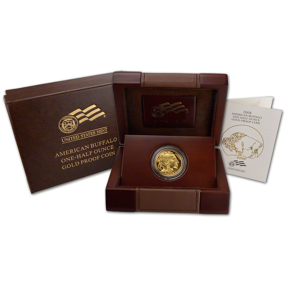 2008 W American Gold Buffalo Proof 1/2 oz $25 in OGP [US-08-W-BUFF