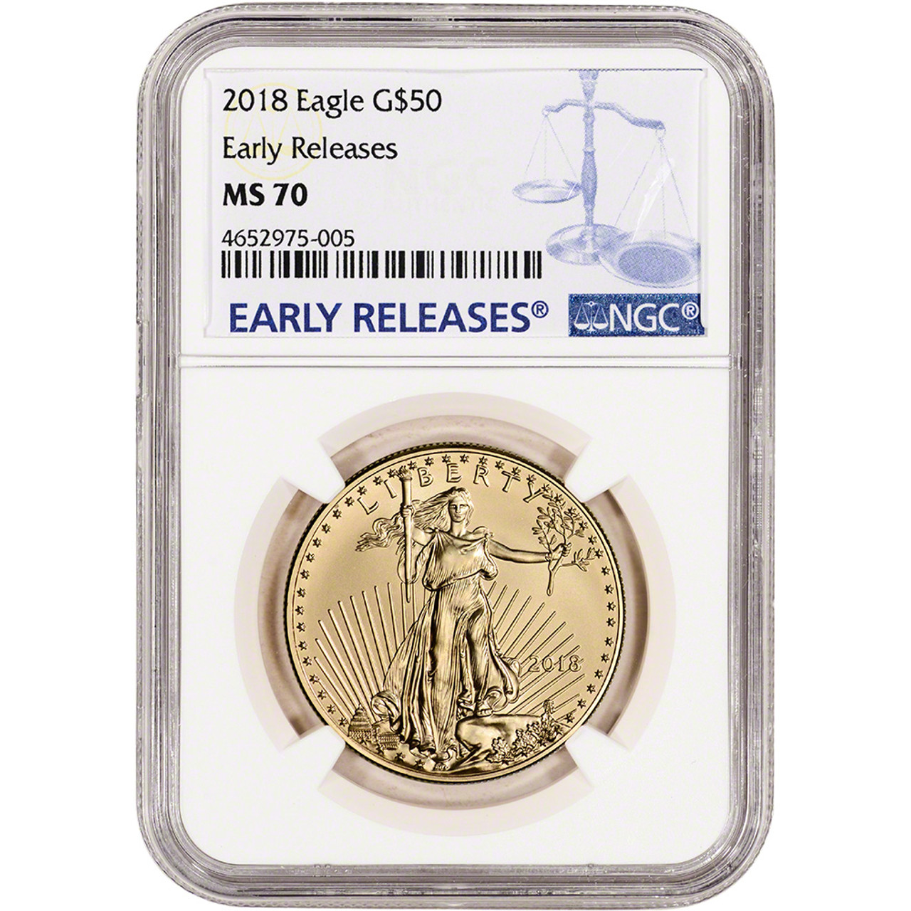 レア‼️ 2018年 NGC MS70 イーグル銀貨1オンス ゴールドコア 2018 $1 American Silver Eagle MS70 NGC - Early Releases