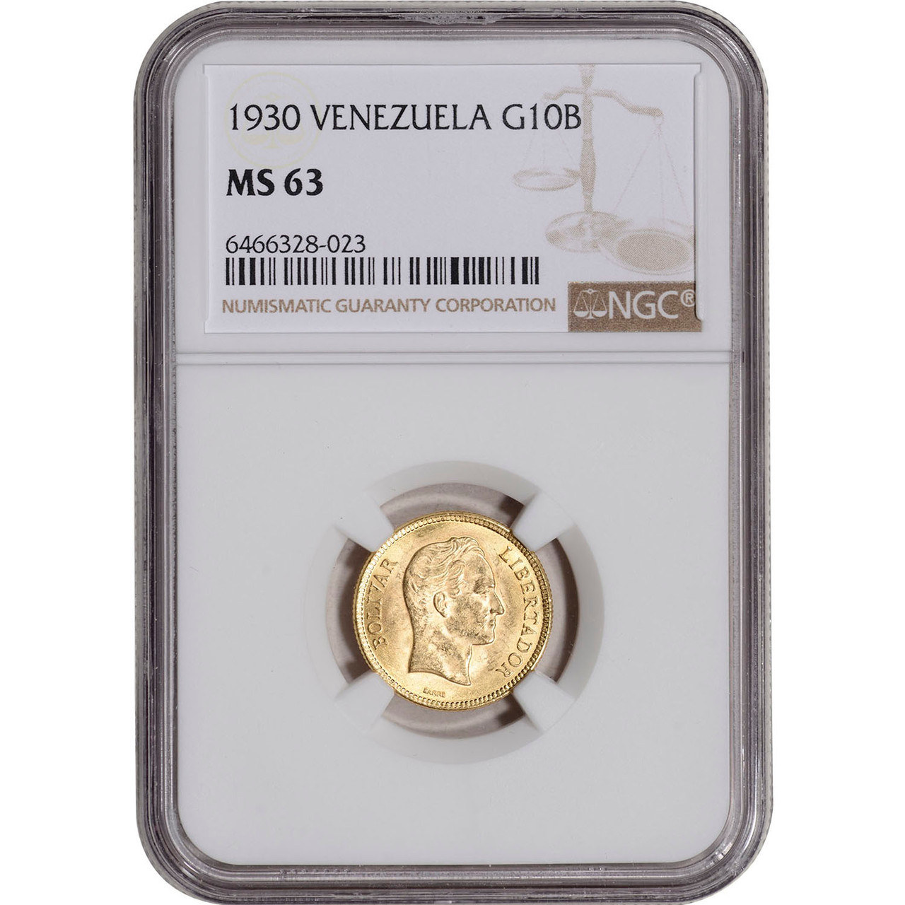 1930 Venezuela Gold 10 Bolivares - NGC MS63 Y# 31 [WG-02908