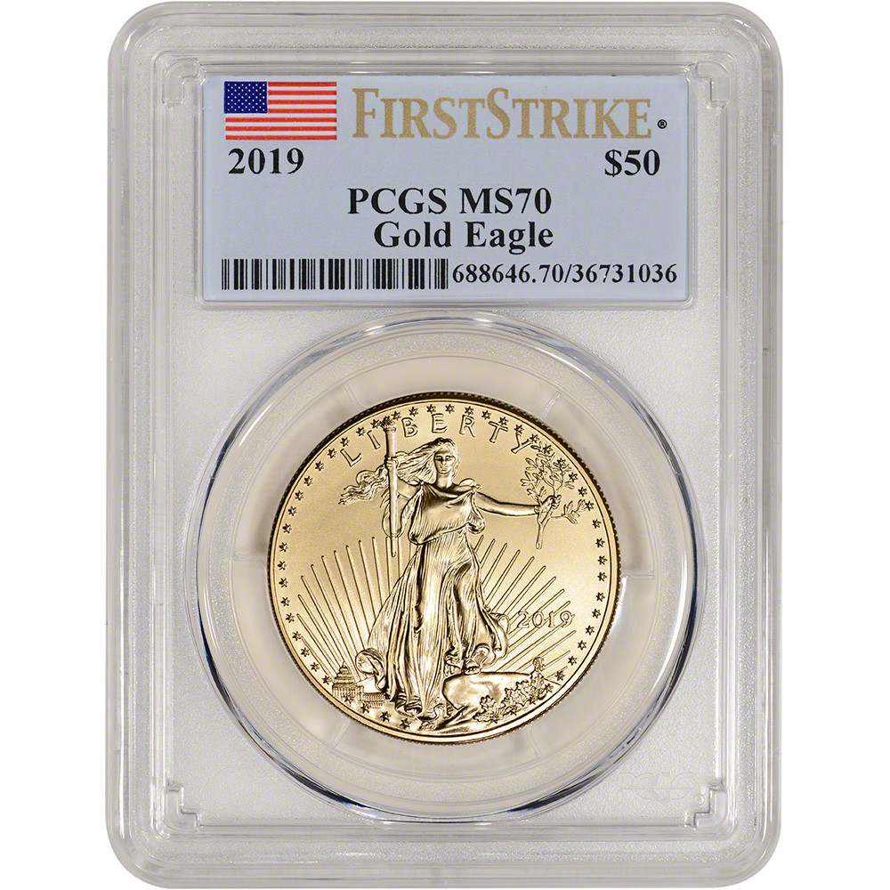 2019 American Gold Eagle 1 oz $50 - PCGS MS70 First Strike Flag