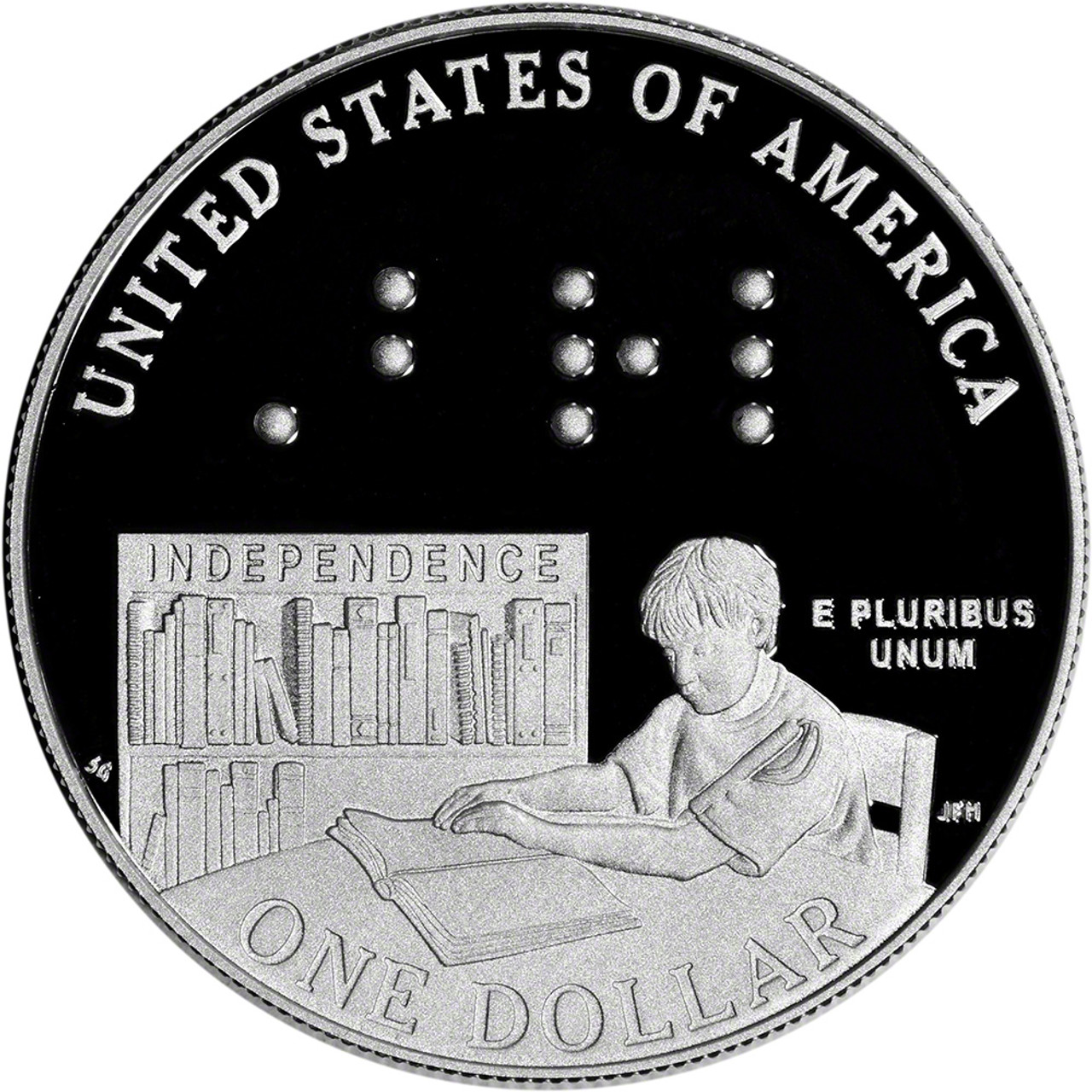 2009 P US Louis Braille Commemorative BU Silver Dollar - Coin in Capsule  [MC-S1-09-P-LBB-BU] - Liberty Coin