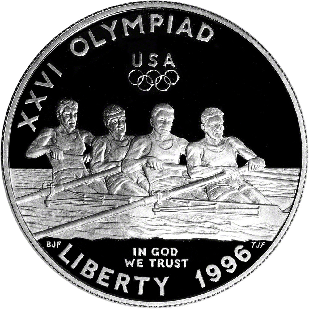 1996 P US Olympic Rowing Commemorative Proof Silver Dollar - Coin