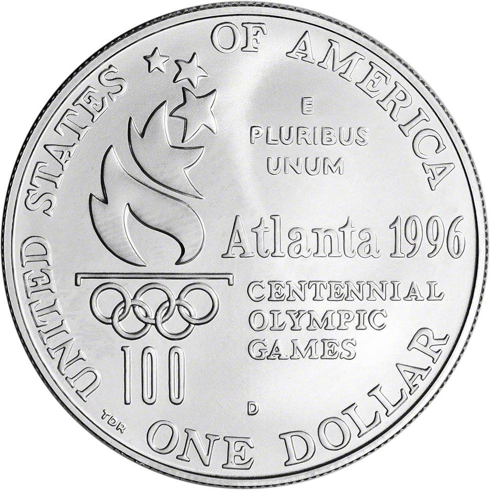 1996 D US Olympic High Jump Commem BU Silver Dollar - Coin in
