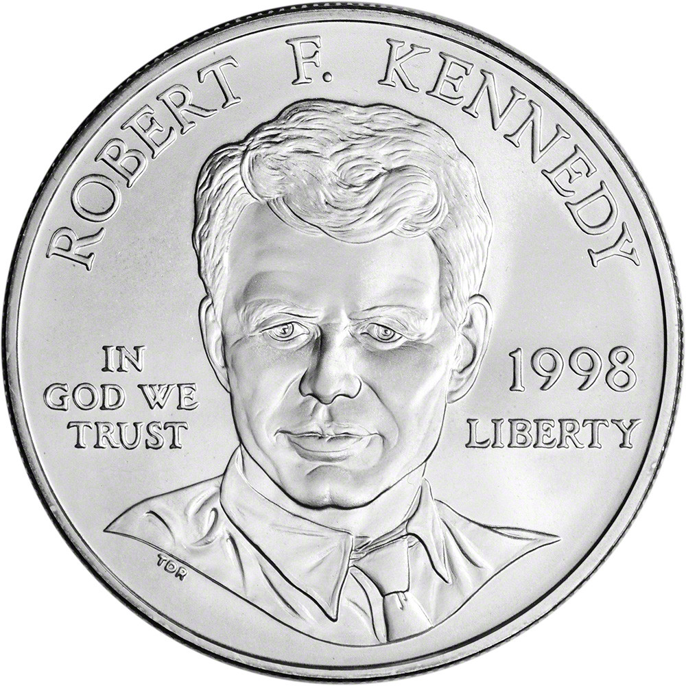 1998 S US Robert F. Kennedy Commemorative BU Silver Dollar Coin in