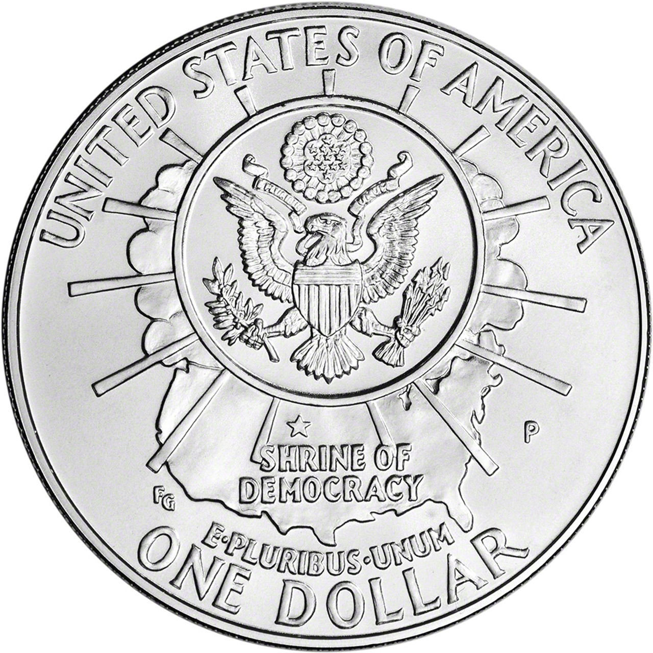 1991 P US Mount Rushmore Commemorative BU Silver Dollar