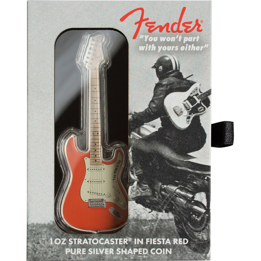 1 oz PAMP Suisse Silver Fender Stratocaster Fiesta Red Guitar in