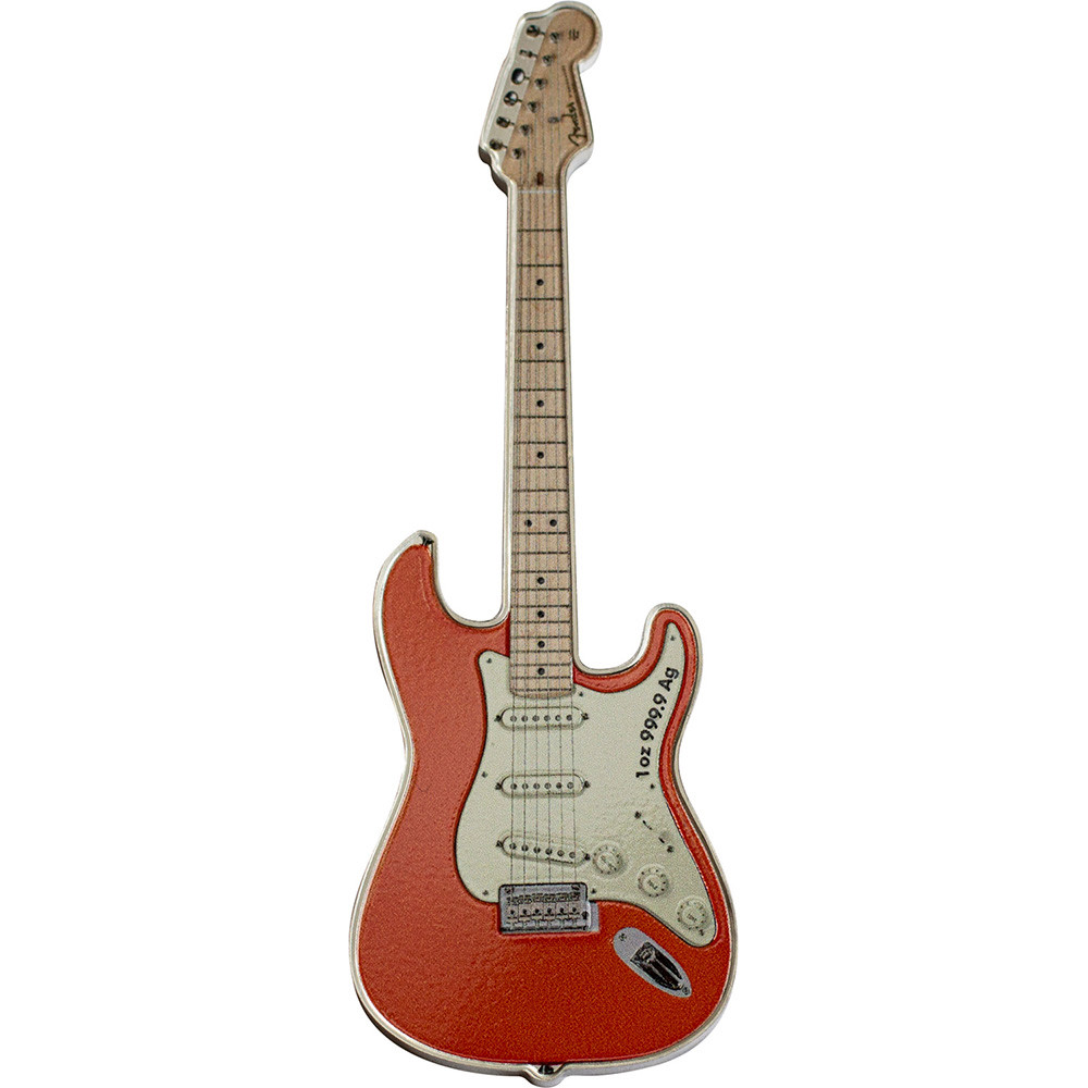1 oz PAMP Suisse Silver Fender Stratocaster Fiesta Red Guitar in