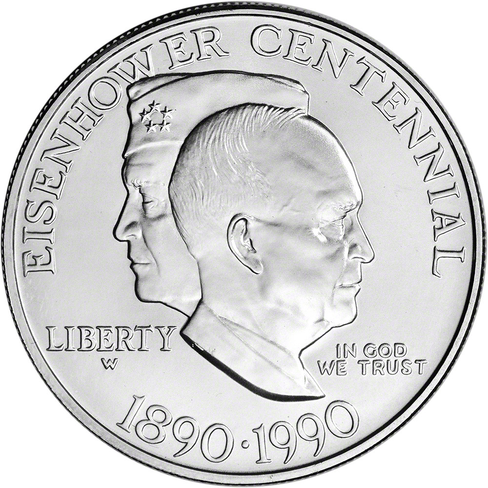 1990 W US Eisenhower Commemorative BU Silver Dollar - PCGS MS69
