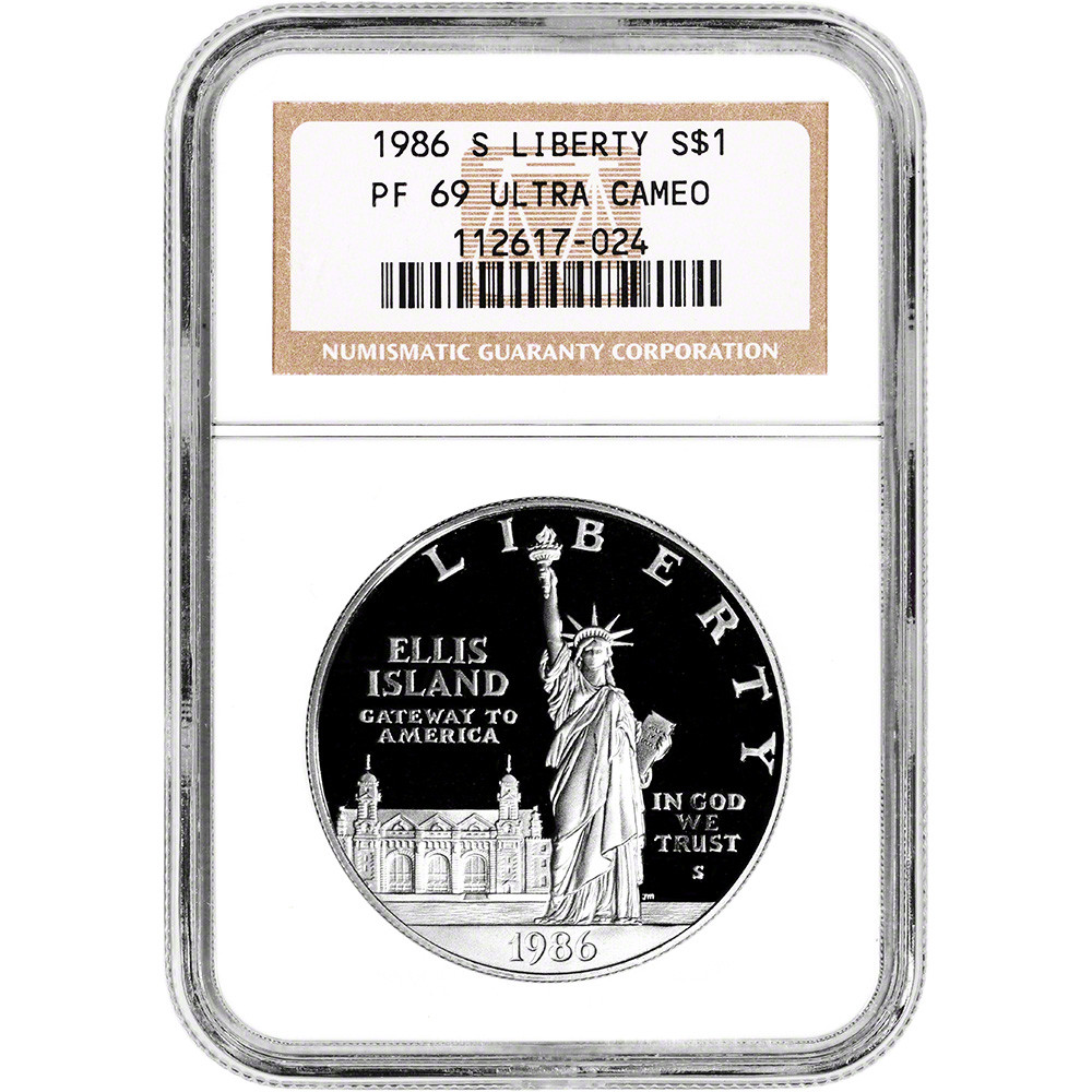 1986 S 自由の女神 シルバー プルーフ PF69 ウルトラ カメオ 記念 1986 S US Statue of Liberty Commemorative Proof Silver Dollar NGC