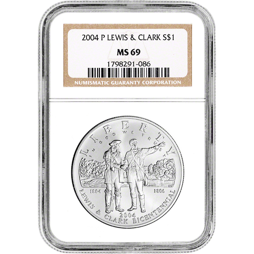 2004 P US Lewis & Clark Commemorative BU Silver Dollar - NGC MS69