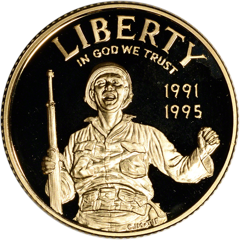 1993 W US Gold $5 World War II Commemorative Proof - Coin in