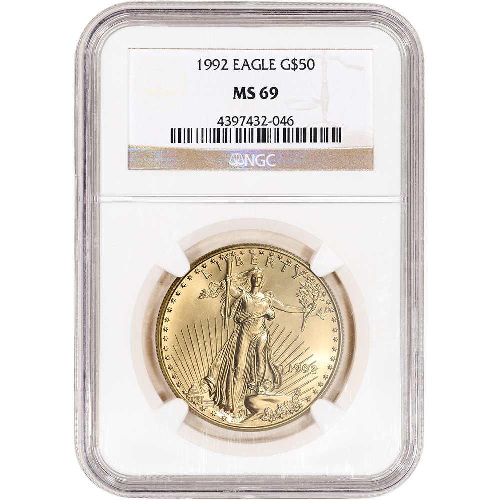 1992年 アメリカンイーグル NGC MS69 8341445-062 1992 American Gold Eagle 1 oz $50 - NGC MS69 [92-AGE-50-N-MS69