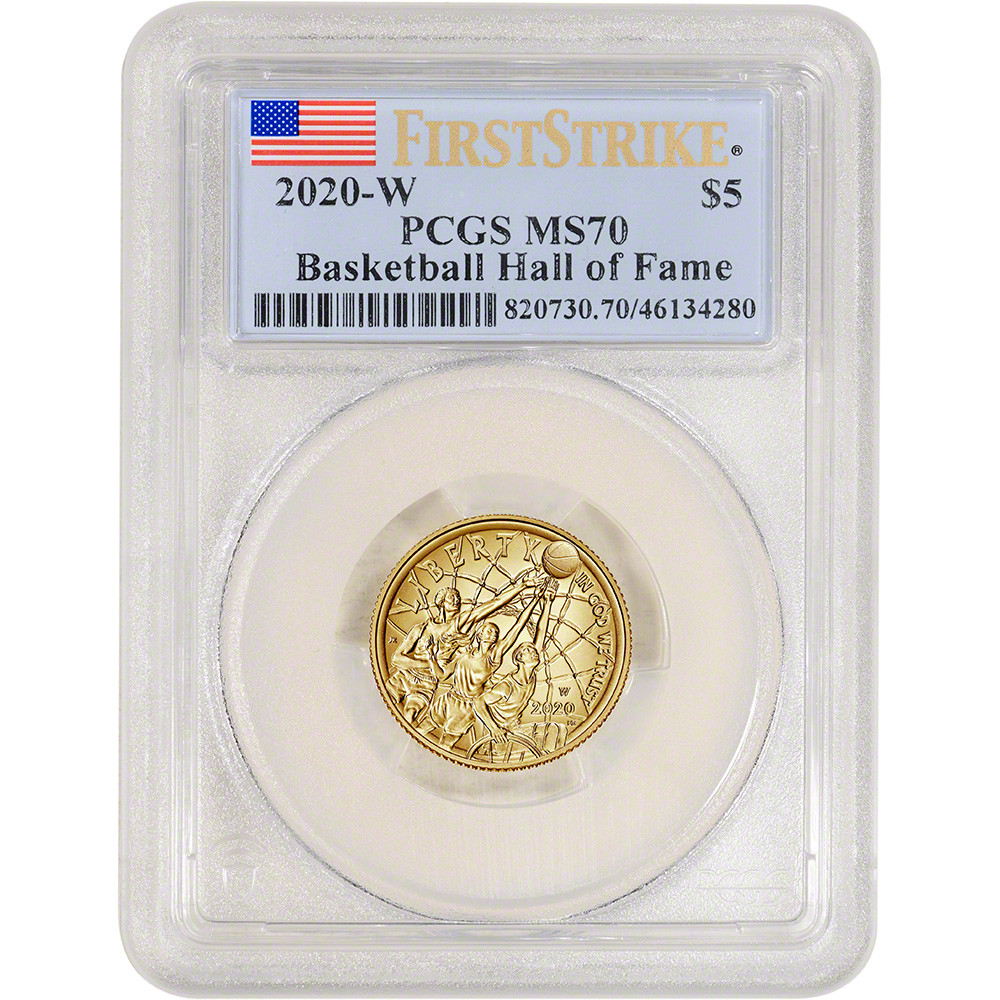 2020 W US Gold $5 Basketball Commemorative BU PCGS MS70 First
