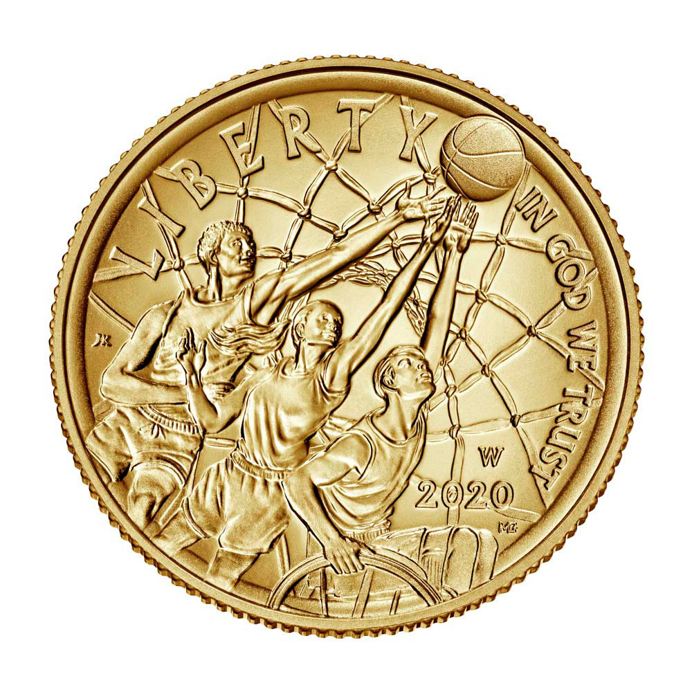 2020 W US Gold $5 Basketball Commemorative BU PCGS MS70 First