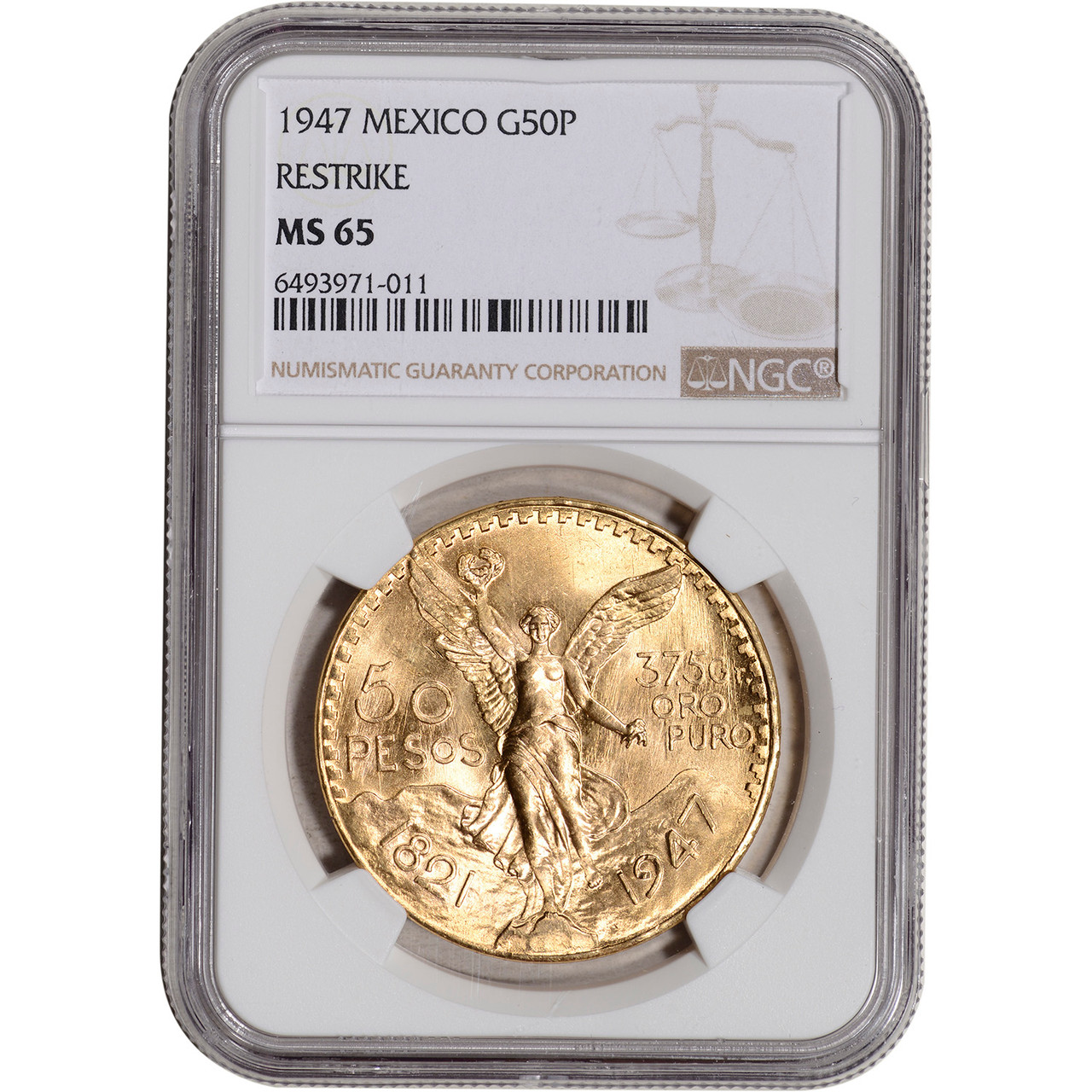 1947 Mexico Gold 50 Pesos Restrike - NGC MS65 KM# 481 [WG-02926