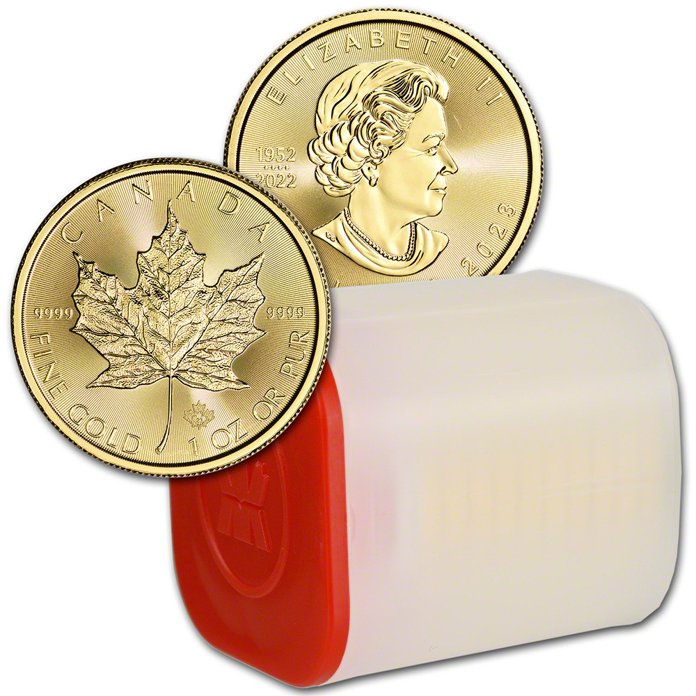 2023 Canada Gold Maple Leaf 1 oz $50 - BU - 1 Roll Ten 10 Coins in
