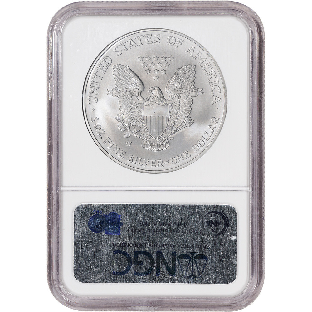 2008 W American Silver Eagle Burnished Reverse of 2007 - NGC MS69