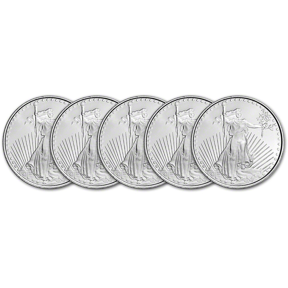FIVE (5) 1 oz Highland Mint Silver Round - Saint-Gaudens Design