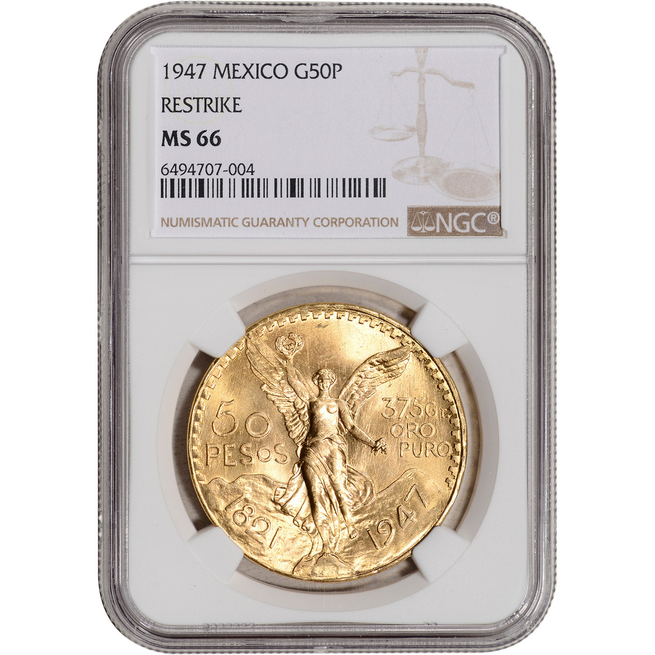 1947 Mexico Gold 50 Pesos Restrike - NGC MS66 [WG-02936] - Liberty