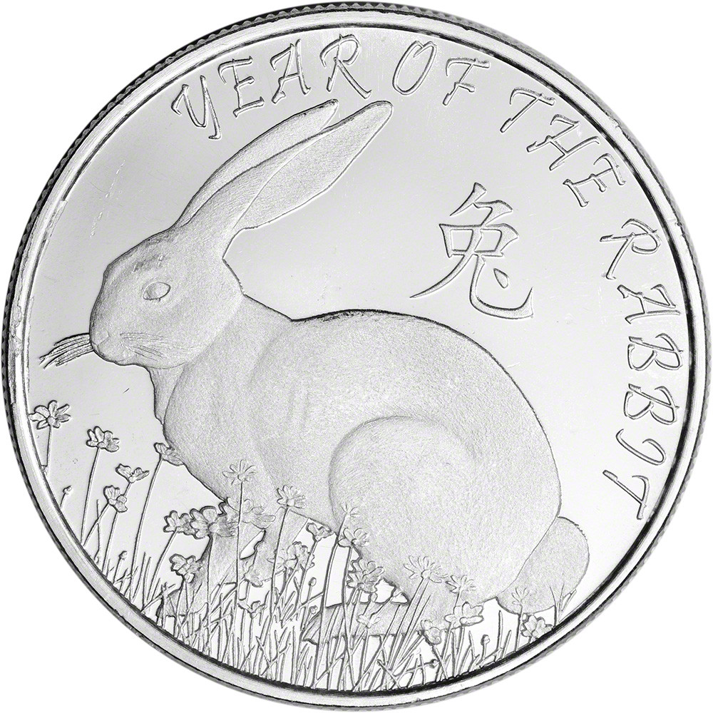 FIVE (5) 1 oz Highland Mint Silver Round Lunar Year of the Rabbit .999 ...