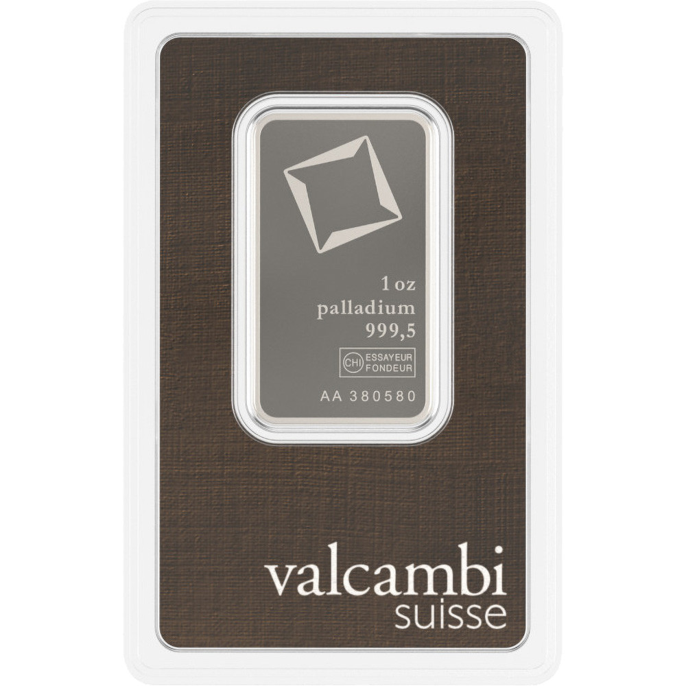 1 oz Palladium Bar - Valcambi Suisse - 999.5 Fine in Assay [PD-Bar