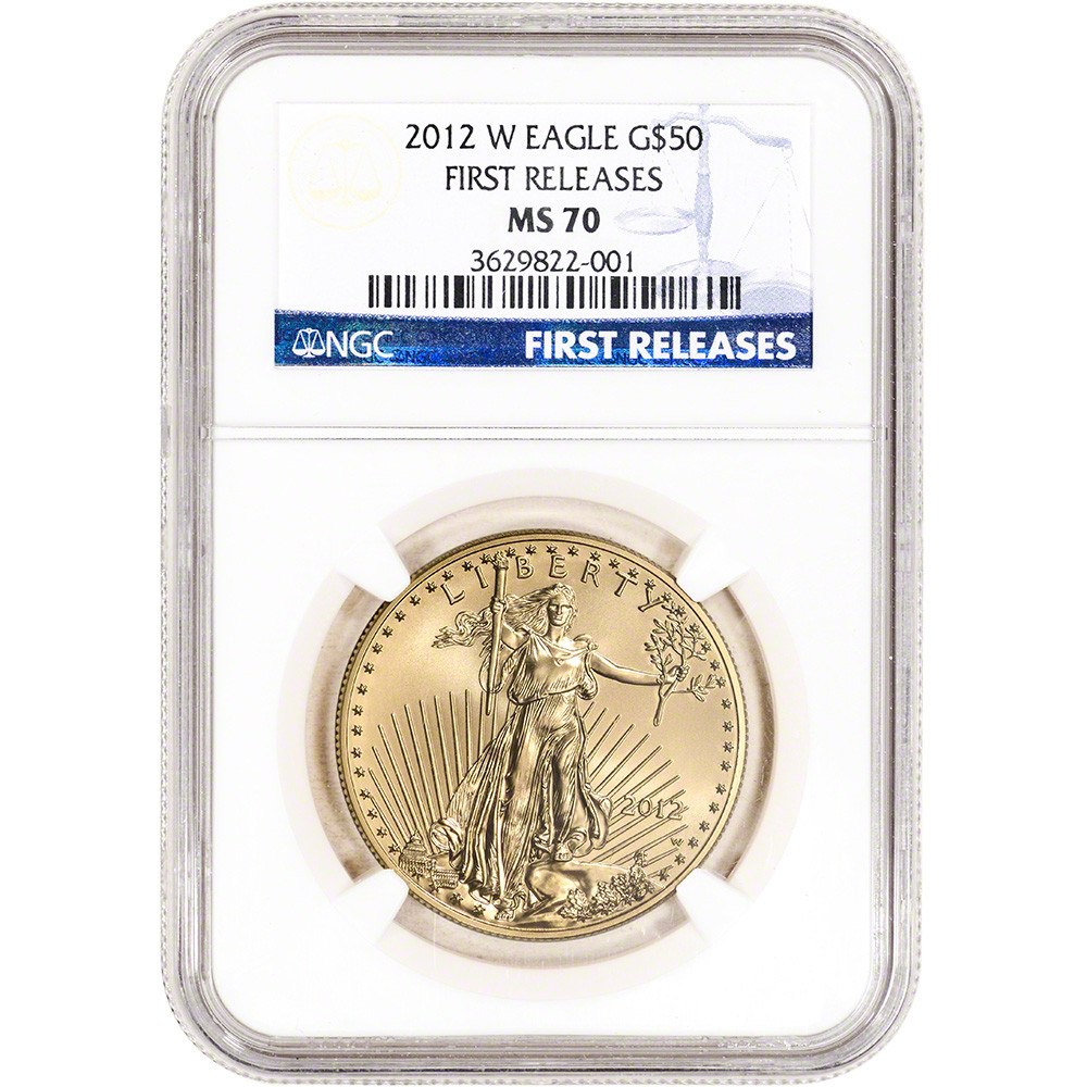 2012 W American Gold Eagle Burnished 1 oz $50 NGC MS70 First