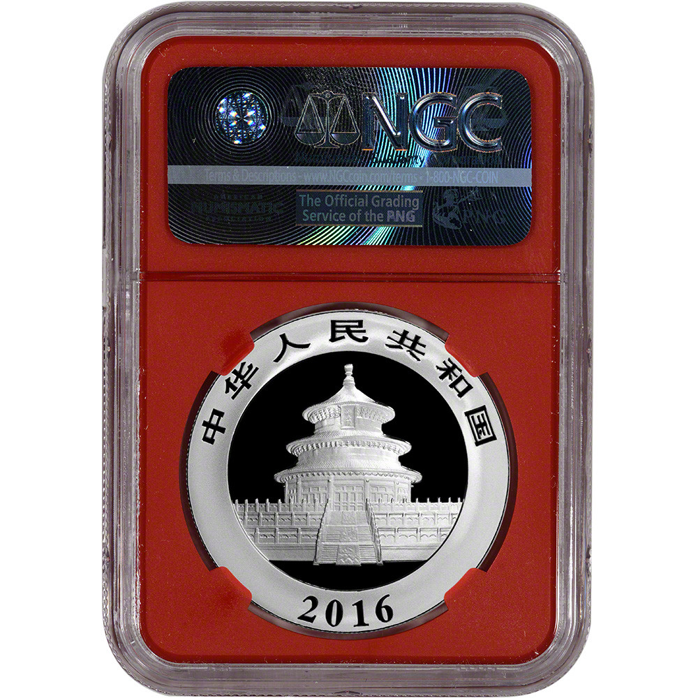 2016 China Silver Panda 30 g 10 Yuan - NGC MS69 Early Releases Red