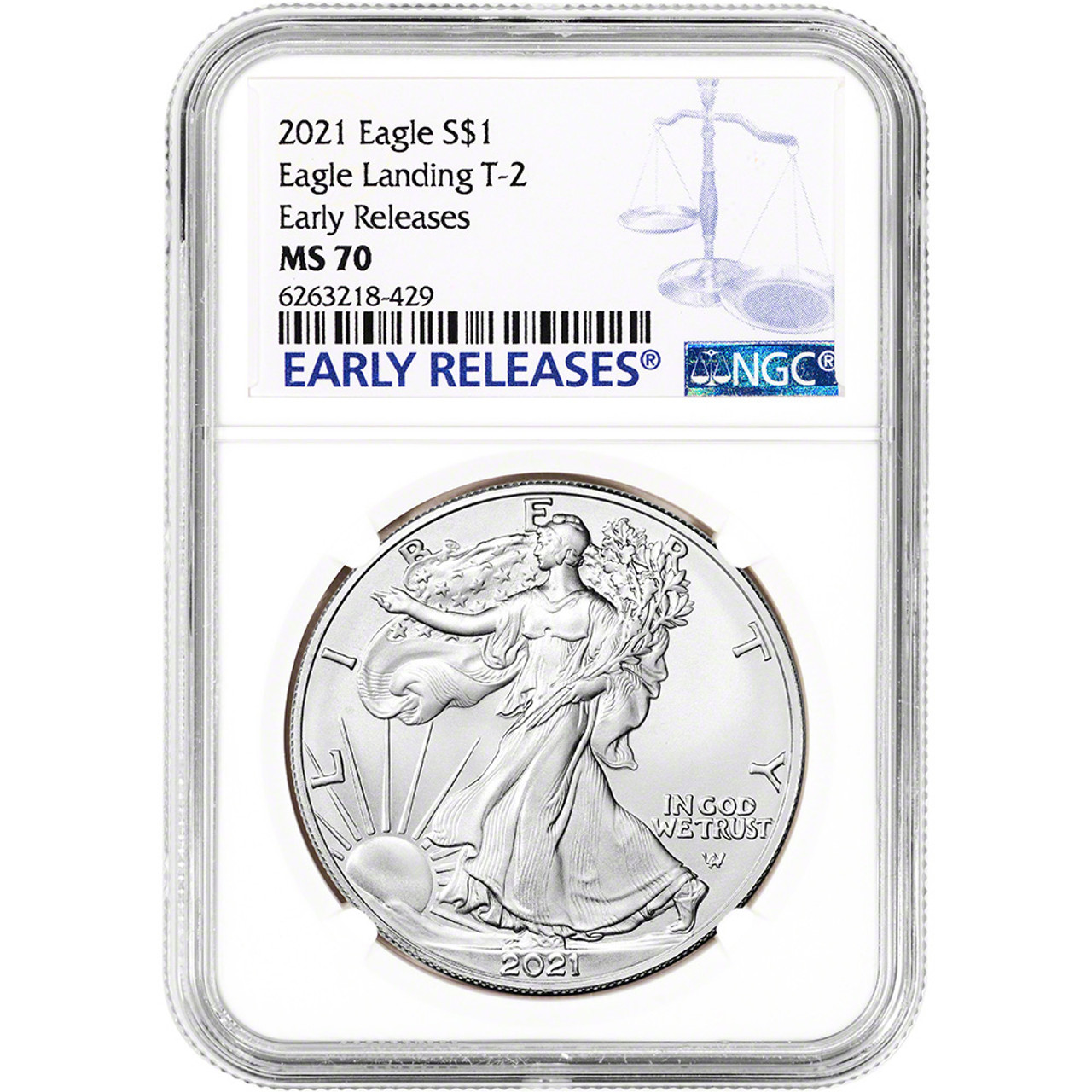 American Eagle - ★NGC最高鑑定★2021 アメリカ イーグル銀貨  NGC MS70 2021 $1 AMERICAN SILVER EAGLE Eagle Landing T-2 NGC MS70