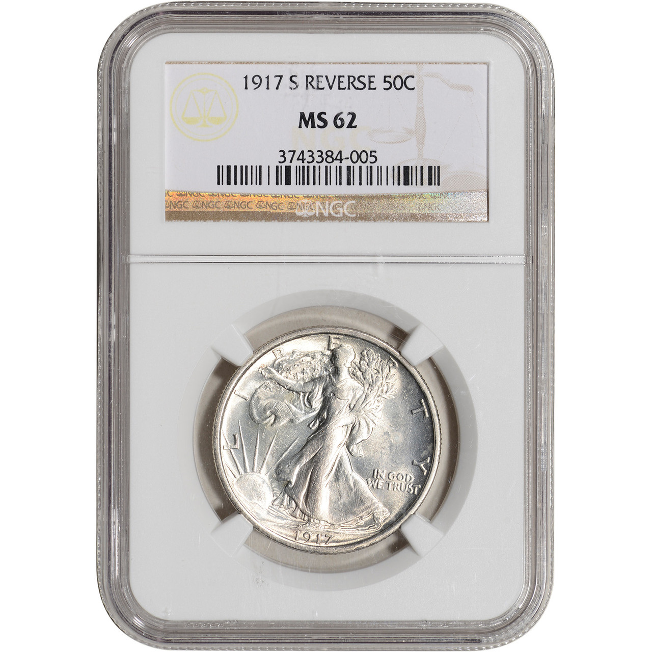 1917 S US Walking Liberty Silver Half Dollar 50C - Reverse