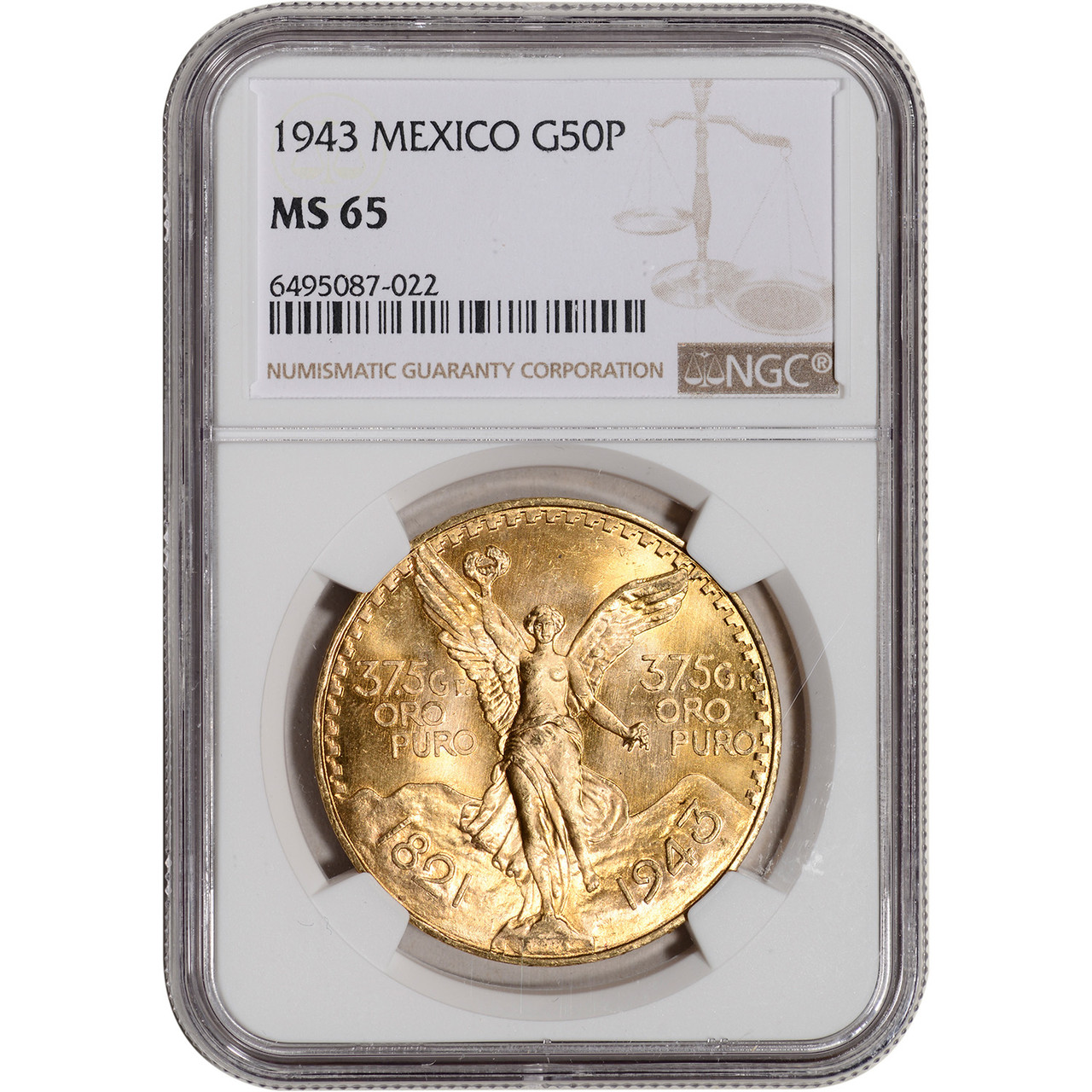 1943 Mexico Gold 50 Pesos - NGC MS65 KM-482 [WG-02985] - Liberty Coin