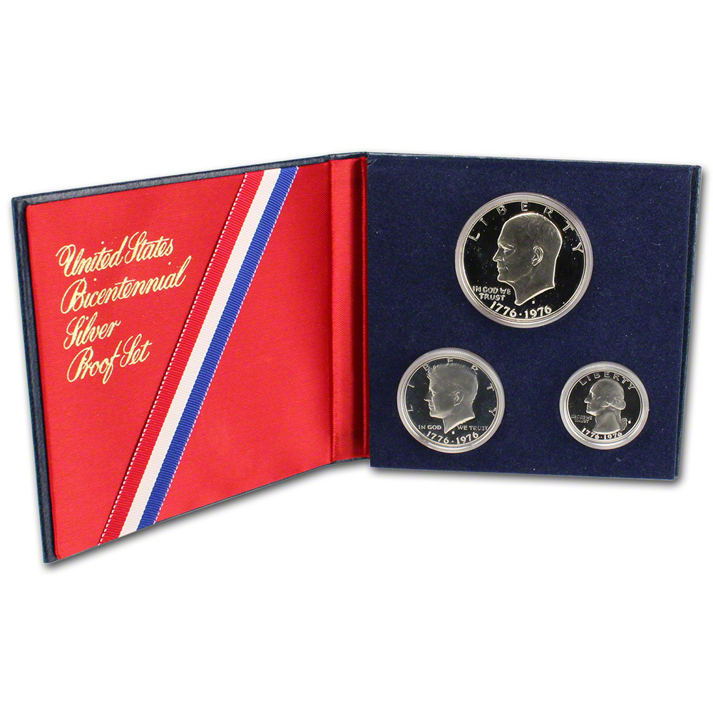 Set Di 3 Monete Per Il Bicentenario Degli Stati Uniti (1776 - Foto 3